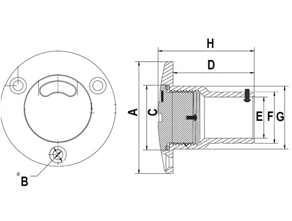 AY Winch Key or Slot Deck Fillers - 38 or 50mm Hose - Diesel, Fuel, Water & Waste