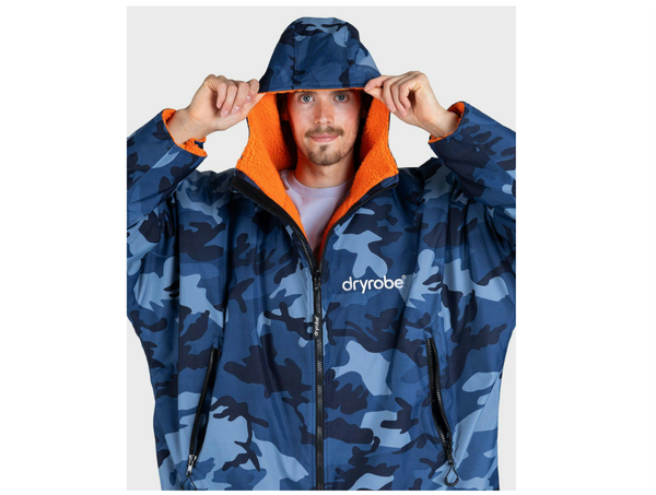 Dryrobe Advance Long Sleeve Adult Blue Camo/Orange - Sizes Small/Medium/Large/XL - In Stock - NEW