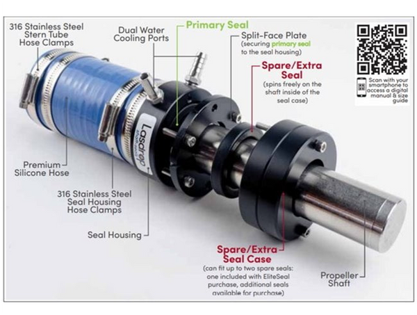 Lasdrop EliteSeal Lip Seal Shaft Yacht/Boat/Ship Shaft Seal (Imperial Sizing) Shaft Sizes 3/4" - 7/8"