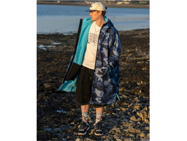 Dryrobe Advance V3 Adult Long Sleeve Blue Camo/Blue - Sizes Small/Medium/Large/Extra Large - In Stock - NEW