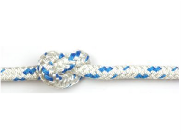 Kingfisher Braid On Braid Rope 16 Platt- Sizes 6,8,10, & 12mm- Colour White/Blue Fleck