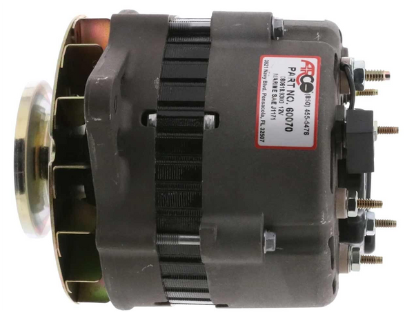 Arco Marine Alternator 60070 for Late Volvo Penta Engines (12V / 65A) - Models  Volvo Penta 3856600, 3856600-6, 3857561, 3860171 and 3860769 Alternators