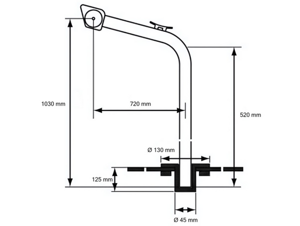 Stainless Steel  Davits Fixed (Pair) – 120kg Load, 900mm Height