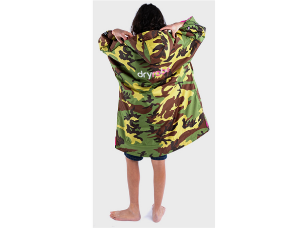 Dryrobe Advance Kids Short Sleeve - 5-9 Years - Camo/Pink