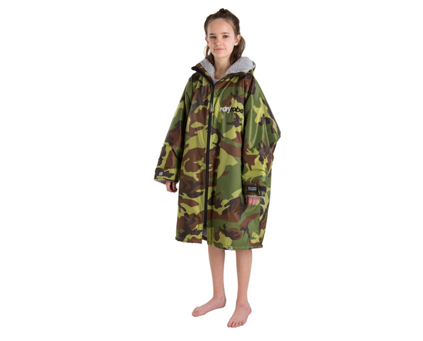 Dryrobe Advance Kids Long Sleeve -Camo Grey & Camo Pink - Kids 10-13 Years