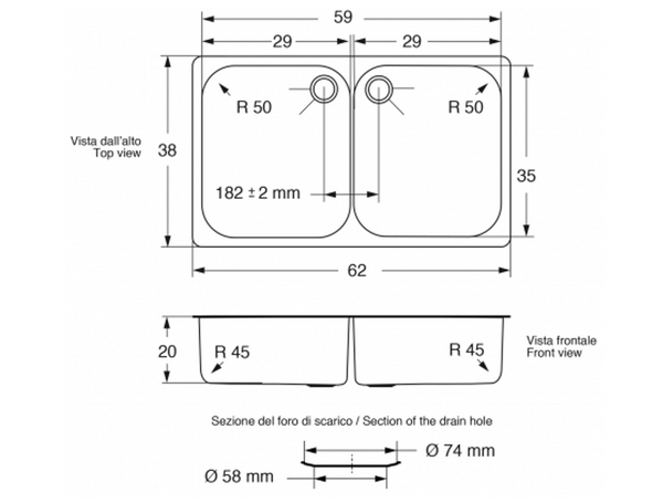 Barka Novita Satin Double Flat Flange Sink - 62 x 38cm - New - Awaiting Stock