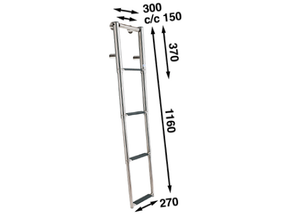 Batsystem BT72-4 Resue Ladder for Narrow Transoms - 4 Step - Telescopic