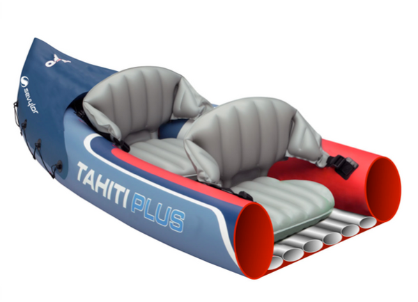 Sevylor Tahiti Plus Inflatable Kayak with 2 x Kayak Paddles, Footpump & 2 x Baltic Canoe Buoyancy Aids - 2 + 1 Persons - 2024 Model - WHILST STOCKS LAST