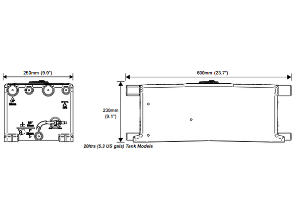 Whale  Grey Waste Tanks With Intelligent Control - 8 - 16 - 20 Litre - 12/24V