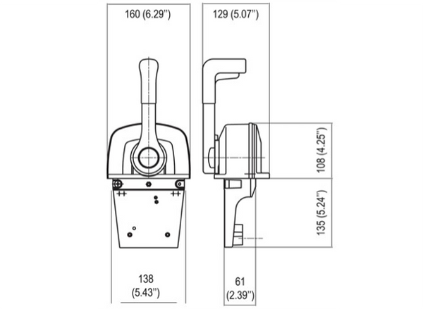 Ultraflex Single Lever Top Mount Engine Control - Chrome