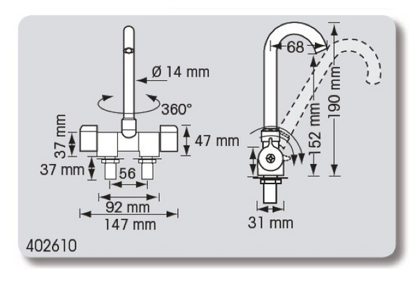 Plastimo Swivel/Folding Mixer Tap - White