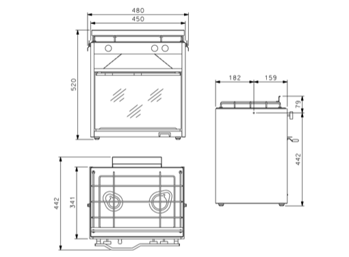 Techimpex Mastergrill Lux Cooker - 2 Burner Hob, Oven & Grill