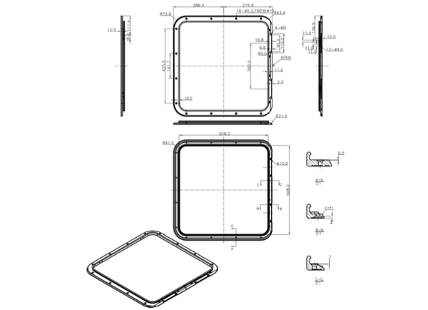 Bainbridge Marine Storm Hatch - Size 60 Flat Base