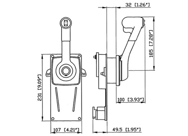 Ultraflex Single Lever + Trim MB Side Mount Control - Positive Lock-In Neutral and Trim Switch