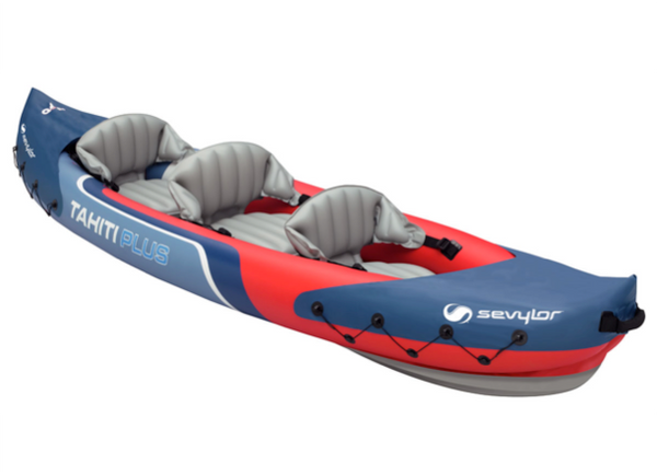 Sevylor Tahiti Plus Inflatable Kayak with 2 x Kayak Paddles, Footpump & 2 x Baltic Canoe Buoyancy Aids - 2 + 1 Persons - 2024 Model - WHILST STOCKS LAST