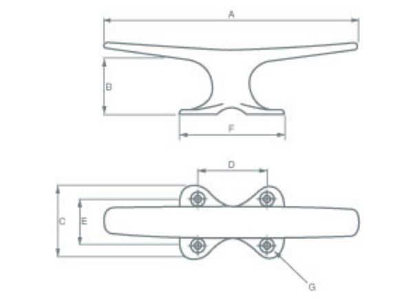 YS Aluminium Sheerline Deck Cleat - 4 Sizes