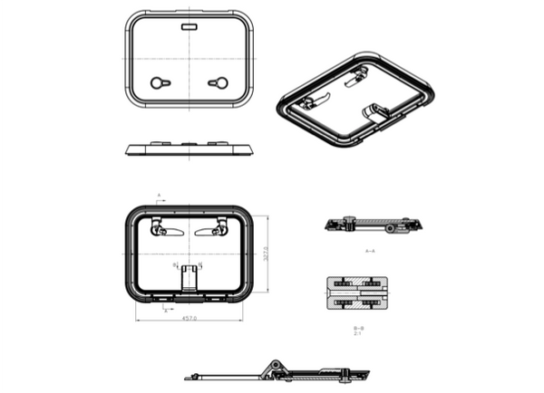 Bainbridge Marine Storm Hatch -Size 30 Flat Base